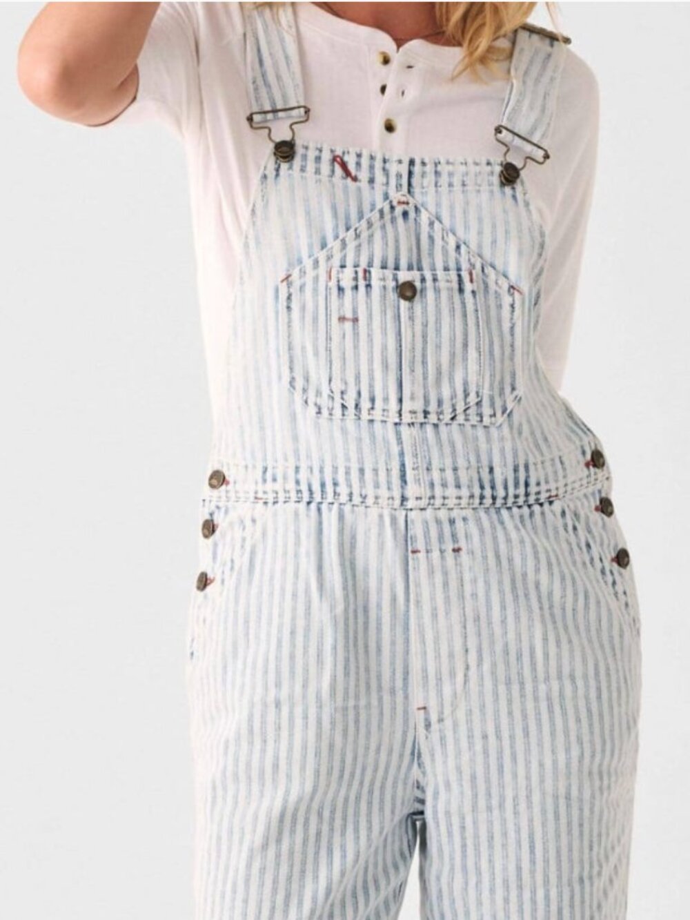 Faherty Topsail Overalls in Railroad Stripe - Size M